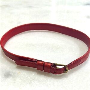 Coach Red Leather Belt with Brass Buckle